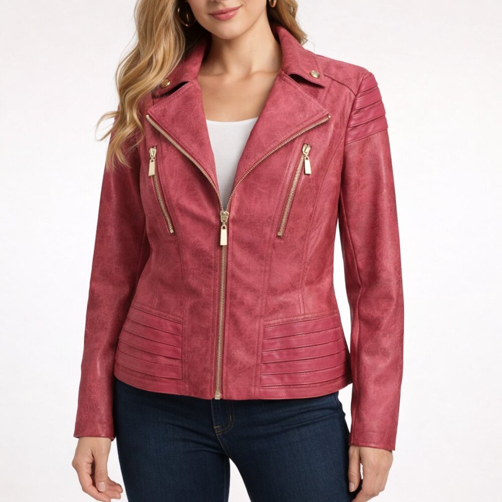 NWT Frank Lyman Designer Moto Jacket – Luxe Faux Leather